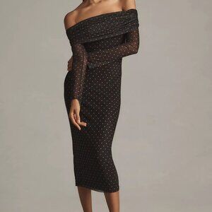 AFRM Praya Off-The-Shoulder Mesh Midi Dress - Size 2XL - OXFORD Anthropologie
